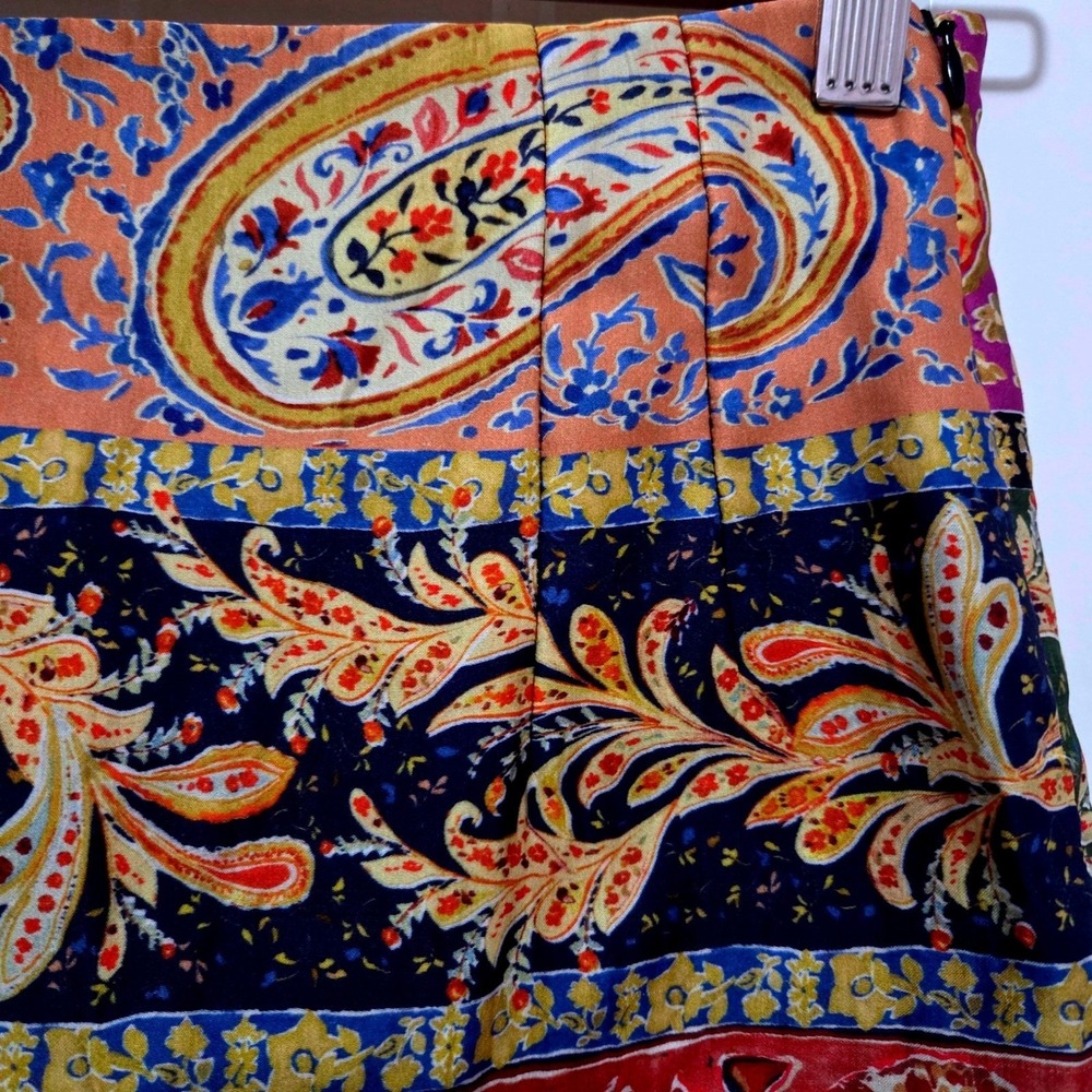 ZARA Boho Paisley Print Pleated Mini Skirt‎ Womens XS - Picture 6 of 8